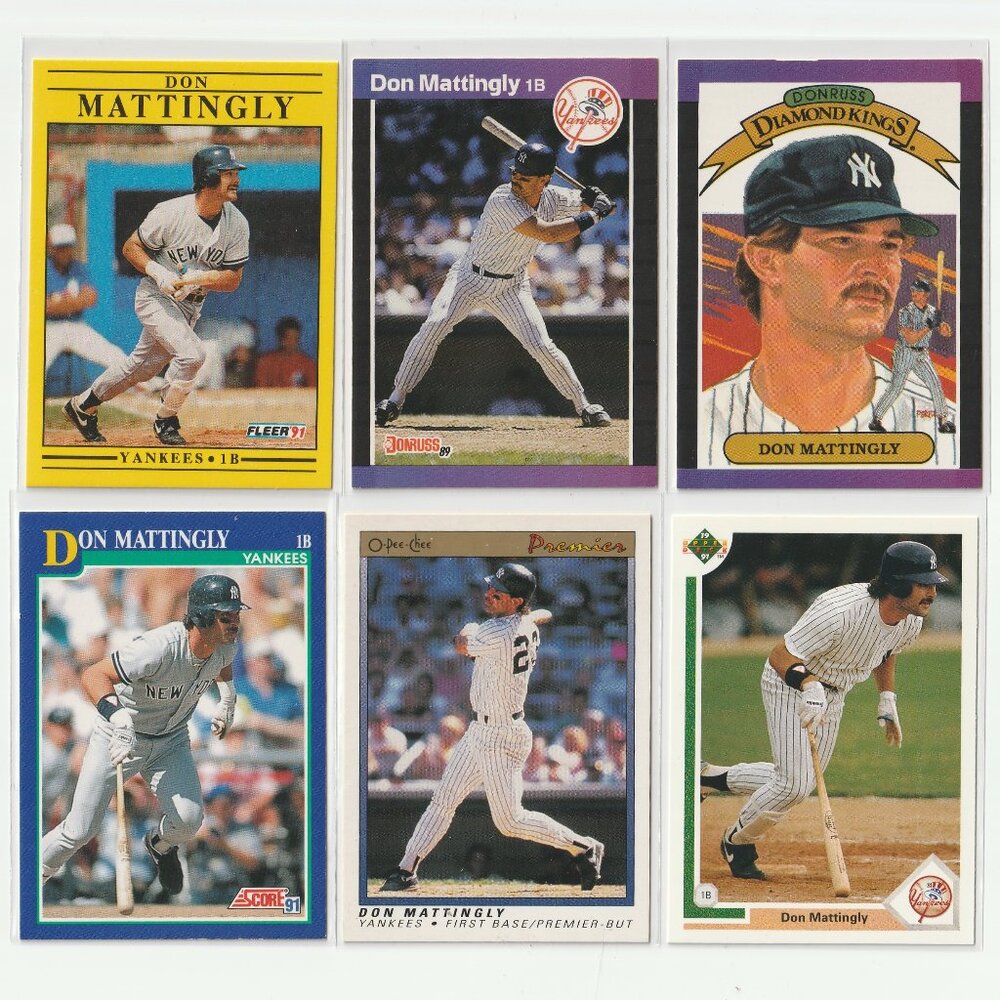 1989-91DON MATTINGLY Vintage MLB Baseball Cards 6-Card Yankees Lot --3FOR$25--